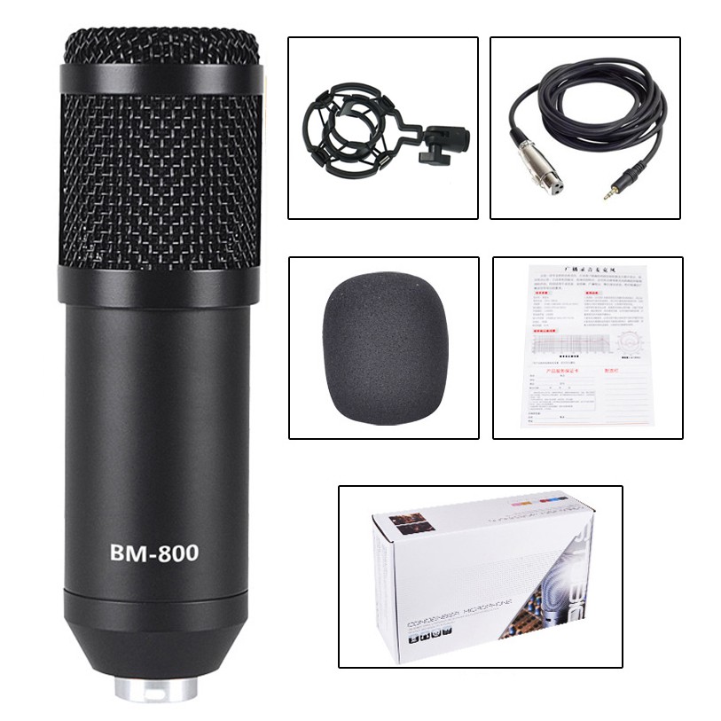 ภาพหน้าปกสินค้าคอนเดนเซอร์ไมโครโฟน BM800 ไมโครโฟนสดระดับมืออาชีพ Condenser microphone BM800 Professional live microphone จากร้าน deeplus1688 บน Shopee
