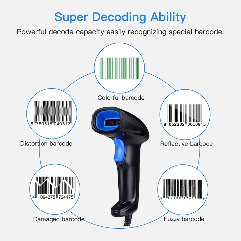 เครื่องสแกนบาร์โค้ด-เครื่องอ่านบาร์โค้ด-ตัวอ่านบาร์โค้ด-barcode-scanner-เครื่องสแกนบาร์โค้ดเลเซอร์-1d-แบบมีสาย-พร้อมแท่น