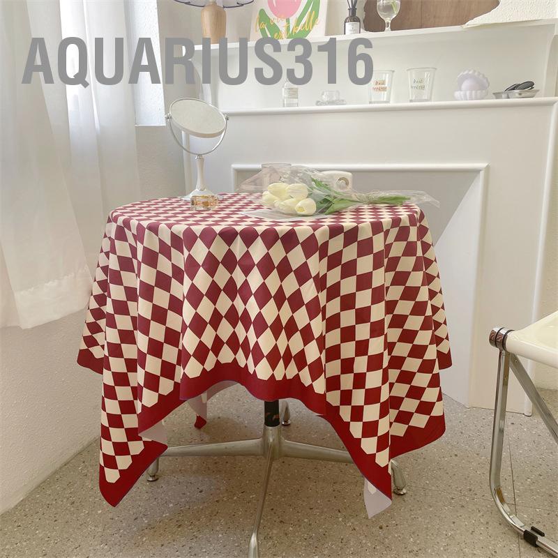 aquarius316-ผ้าปูโต๊ะ-ลายตารางหมากรุก-ทรงสี่เหลี่ยมผืนผ้า-เรียบง่าย-สไตล์วินเทจ-สําหรับกาแฟ