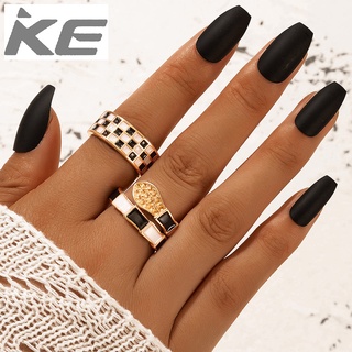 Simple and popular ring black and white checkered snake-shaped raw two-piece ladies ring for g