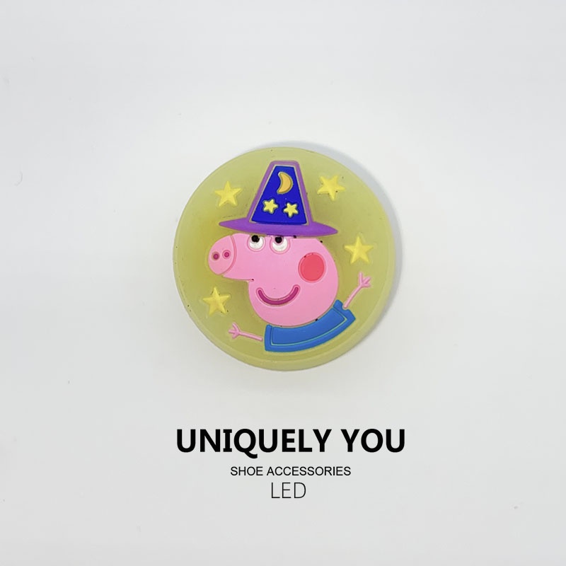 Crocs jibbitz จี้ไฟกระพริบ LED รูปการ์ตูน 3D อุปกรณ์เสริม สําหรับตกแต่ง ...