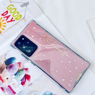 เคสสลักชื่อ พื้นชมพูอ่อน กากเพชรเงินดาวใส่ชื่อ2ชั้น i13 pro max s22 ultra note20 a53 a73 reno7 v23 เคสกันกระแทก