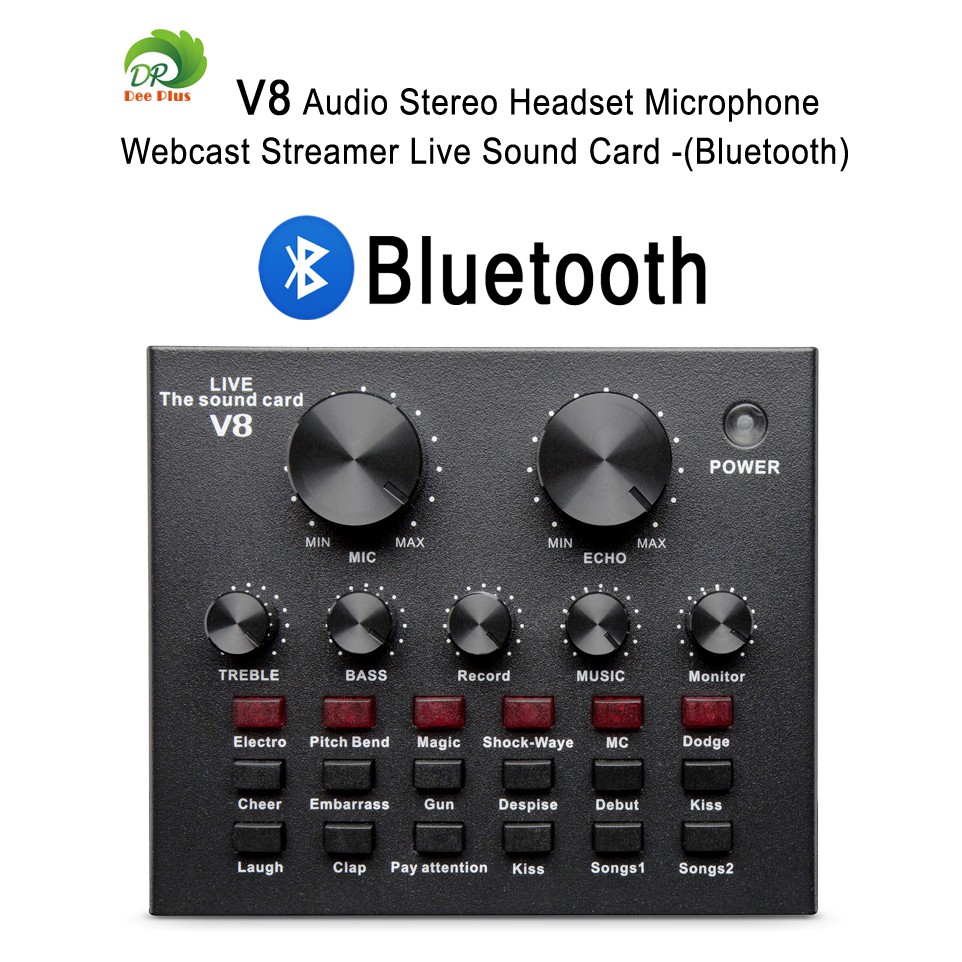ภาพหน้าปกสินค้าV8 Audio Stereo Headset Microphone Webcast Streamer Live Sound Card(Bluetooth)V8 BT USBเสียงชุดหูฟังไมโครโฟน Webcast