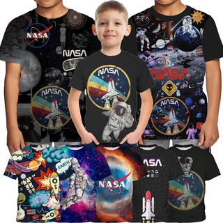 เสื้อยืดแขนห้าส่วน พิมพ์ลายนักบินอวกาศ Nasa สําหรับเด็กผู้ชาย อายุ 3-14 ปี เหมาะกับงานปาร์ตี้วันเกิด