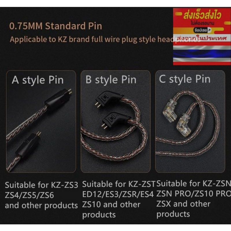 ภาพหน้าปกสินค้าKZ Copper สายหูฟังมีไมค์ KZ สาย OFC ถัก ขั้ว 2 pin % สินค้าพร้อมส่งครับ จากร้าน d_mart_thailand บน Shopee