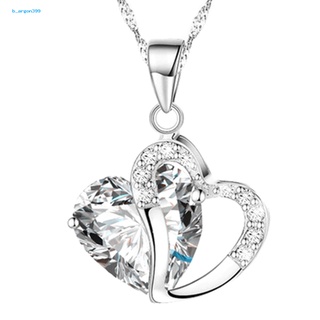 b_argon399 Heart Shape Chain Necklace Inlaid Heart Shape Necklace Comfortable to Wear for Daily Life