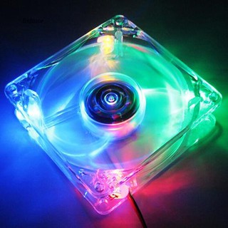 FHUE_8025 Clear 8cm with LED Lights Chassis Cooling Fan for PC Computer Case Cooler