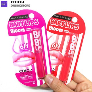 ราคาMaybelline Babylips Bloom เมย์เบลลีน เบบี้ ลิป บลูม ลิปแคร์เปลี่ยนสีได้ 1.7ก. มีให้เลือก2สูตร