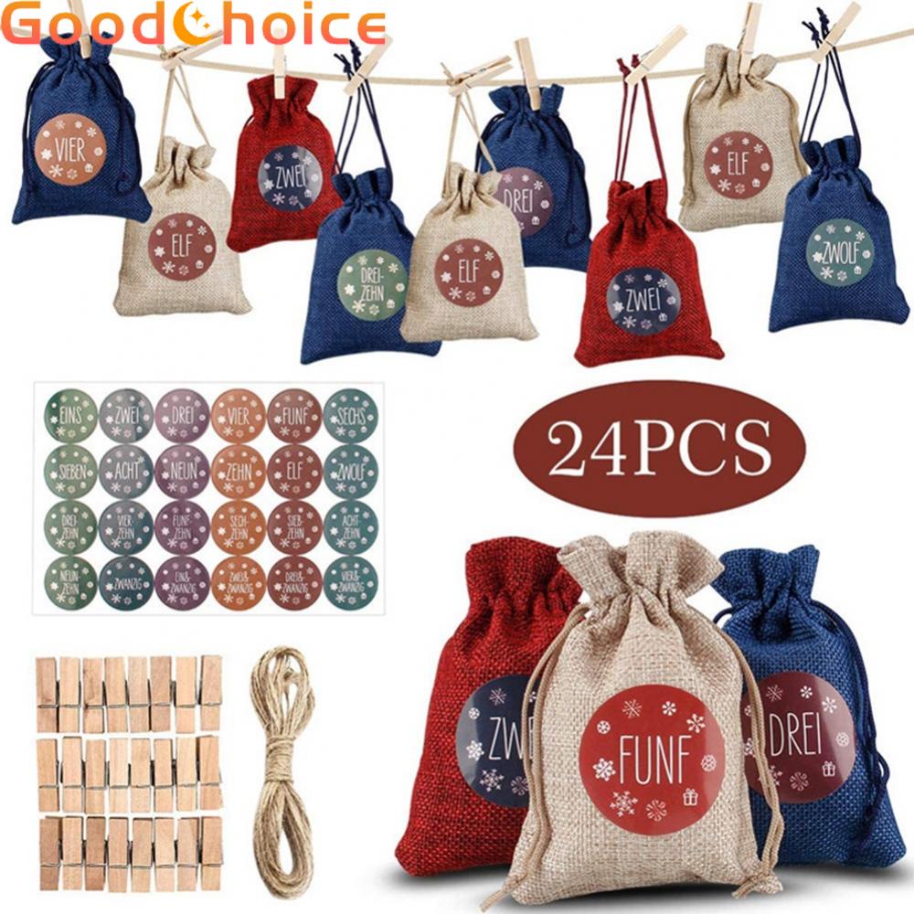 【Good】24 Pack Christmas Advent Calendar Gift Bags Fillable Xmas Tree