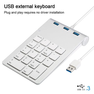 แป้นพิมพ์ตัวเลข USB Ultra Slim Pad แป้นพิมพ์แบบพกพาปุ่มกด Compute PC แล็ปท็อป18คีย์ USB 3.0ฮับสำหรับ digital 2021