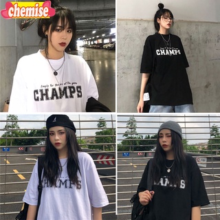 Chemisegrace✨พร้อมส่ง✨ เสื้อยืดผู้หญิง 👕คอกลม  สไตล์มินิมอลสกรีนลายXXL2315