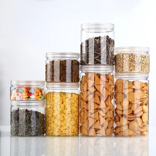 PET Plastic Transparent Packing Jar with Lids/ Honey Biscuit Food Sealing Preservation Can/ Kitchen Storage Container