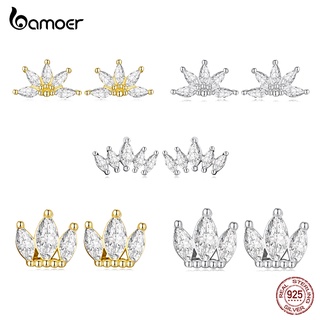 (1 คู่) Bamoer ต่างหูสตั๊ด เงินแท้ 925 รูปมงกุฎ หรูหรา เครื่องประดับแฟชั่น ของขวัญ สําหรับผู้หญิง
