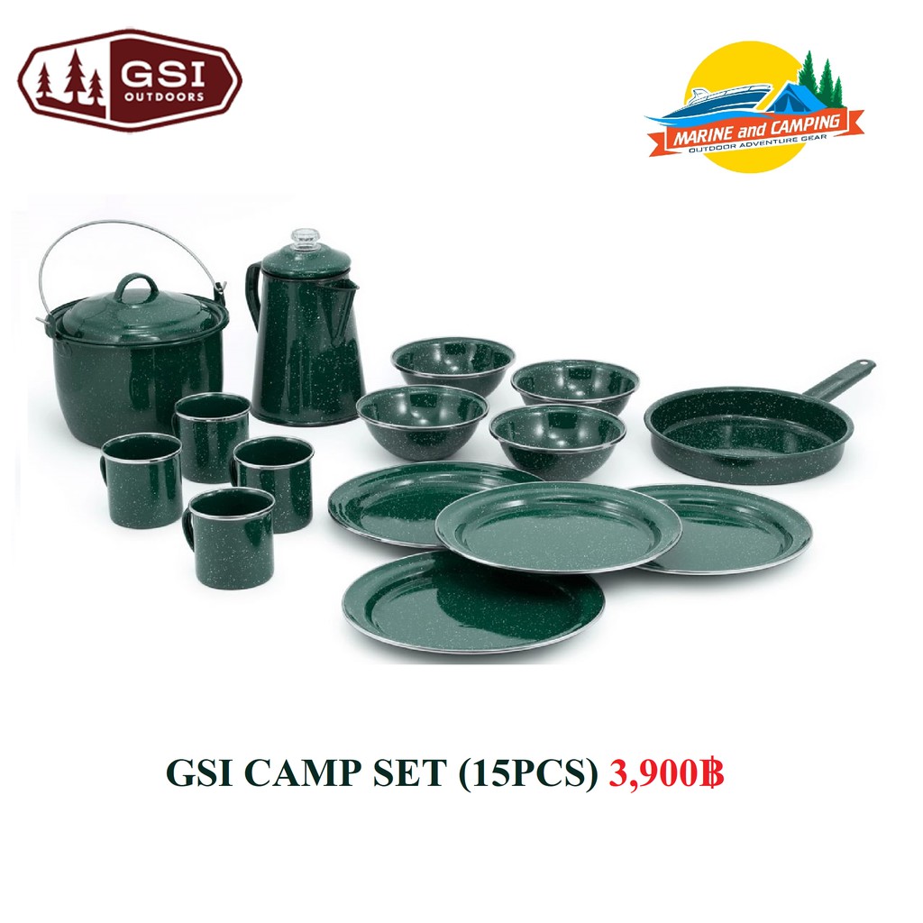 gsi-camp-set-green-ชุดจานชามเคลือบอีนาเมล-15-ชิ้น