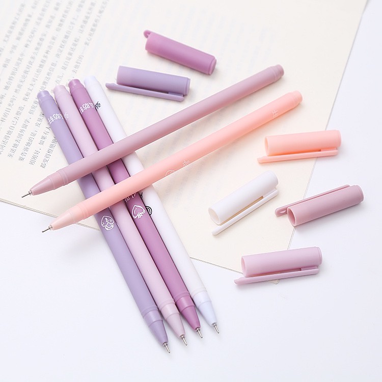 ปากกาสีพาสเทล6แท่ง-ไส้สีดำ-ปากกาเจล-ปากกาสีชมพู-ปากาสอบ-ปากกาเซ็นชื่อ