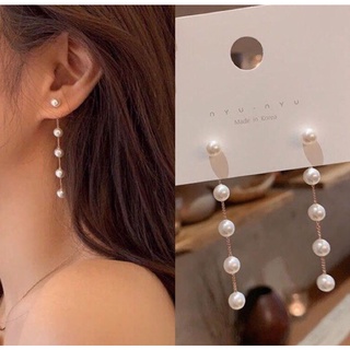 S925 เงินเข็มพู่ยาวต่างหูมุกแสดงใบหน้าพู่บางEarrings