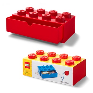 กล่องลิ้นชัก กล่อง เลโก้ ตั้งโต๊ะ สีแดง LEGO Desk Drawer Brick 8 RED (32x16x12 ซม.)