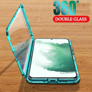 360° magnetic cases on for samsung galaxy S22 ultra plus s21 FE 5g double sides tempered glass shockproof shell cover case