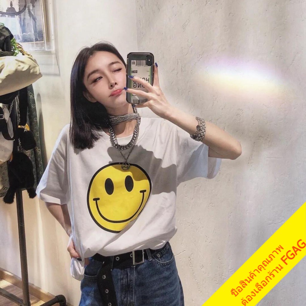 พร้อมส่ง-เสื้อยืดพิมพ์ลายการ์ตูนน่ารัก-oversize-tshirt-dna-เสื้อผ้าแฟชั่นวัยรุ่นสไตล์เกาหลี-เสื้อยืดแขนสั้นผู้หญิง