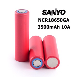 ถ่านชาร์จ แบตเตอรี่ Sanyo NCR18650GA Rechargeable เบอร์ 18650 3.7v ขนาด 3500 mAh (10A) หัวแบน แพค 1 ก้อน