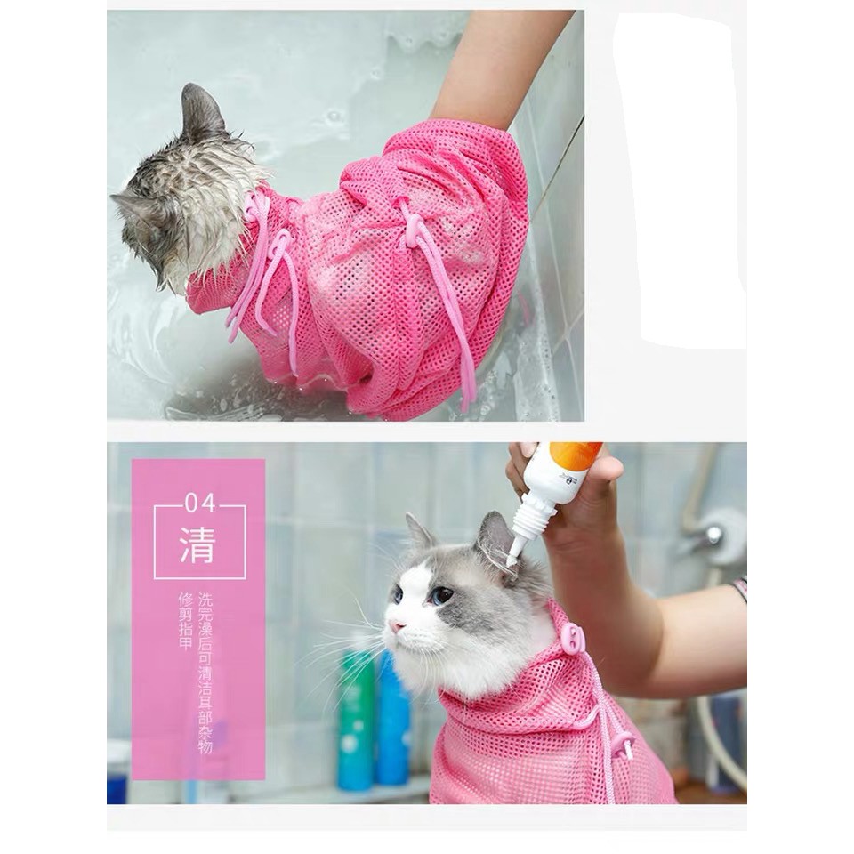 ภาพหน้าปกสินค้าThai.Th ถุงตะข่ายอาบน้ำแมว ถุงตะขายอาบน้ำสำหรับสัตว์เลี้ยง พกพาง่าย กันแมวดิ้น HTL-325 จากร้าน zzxr1982 บน Shopee