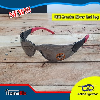 Action Eyewear รุ่น R68 Smoke Silver Red Leg แว่นตานิรภัย, แว่นกันแดด2020, แว่นตากันแดดUV,***แถมซองผ้าใส่แว่นฟรี***