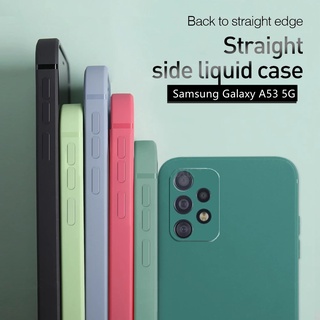 เคสโทรศัพท์มือถือ ซิลิโคนนิ่ม ขอบตรง สีพื้น สําหรับ Samsung Galaxy A53 A13 A72 A52 5G