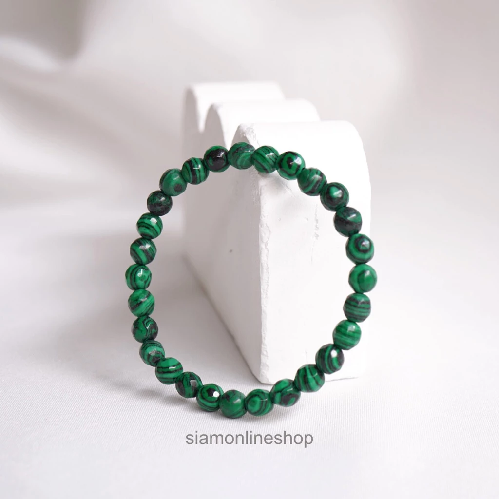 MALACHITE หินมาลาไคต์ เลือกขนาดเม็ดหินได้ (4-16 มม.) หินแห่งการเดินทาง สร้อยข้อมือหินแท้ https://wayoza.com