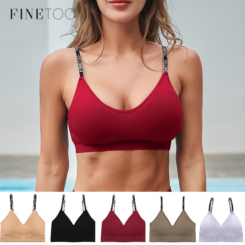 Finetoo ชุดชั้นในเสื้อครอปท็อปไร้รอยต่อพิมพ์ลายตัวอักษรเซ็กซี่สําหรับ ...