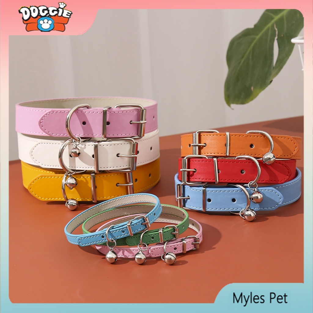 ปลอกคอหนัง-pu-นิ่ม-ขนาดใหญ่-พร้อมกระดิ่ง-สีพื้น-สําหรับสัตว์เลี้ยง-สุนัข-แมว-ชิวาวา-16-สี