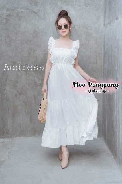 ภาพสินค้าเดรสยาวสีขาว ใส่เป็นชุดพรีเว็ดดิ้งได้นะ เดรสยาว Dress จากร้าน rumruay2249 บน Shopee ภาพที่ 2