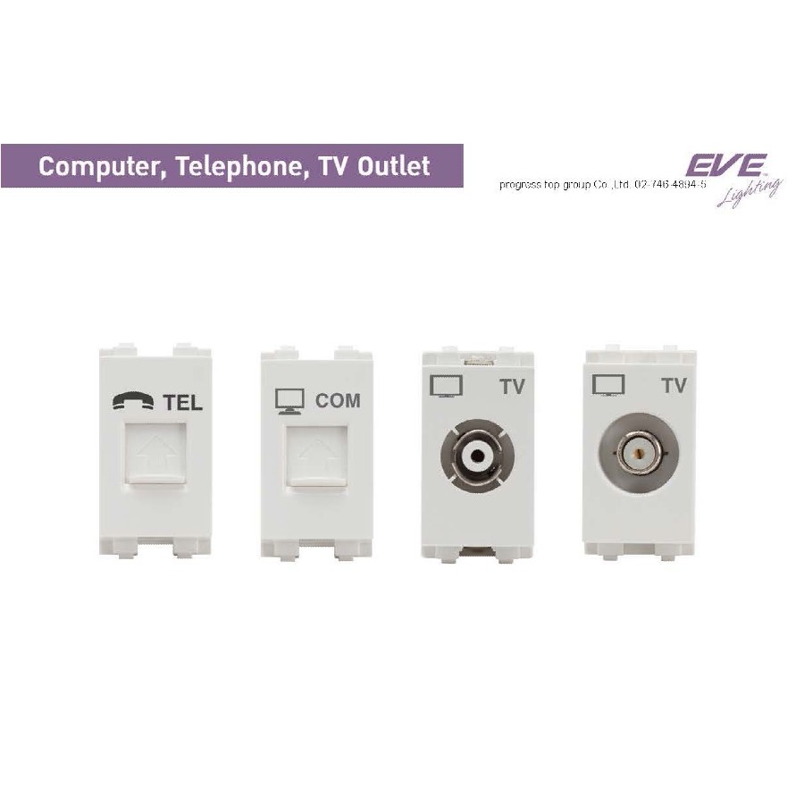 ภาพหน้าปกสินค้าเต้ารับทีวีโทรศัพท์คอมพิวเตอร์ Socklet Outlet RJ45 CAT6 สีขาว EVE จากร้าน progresstop.group บน Shopee