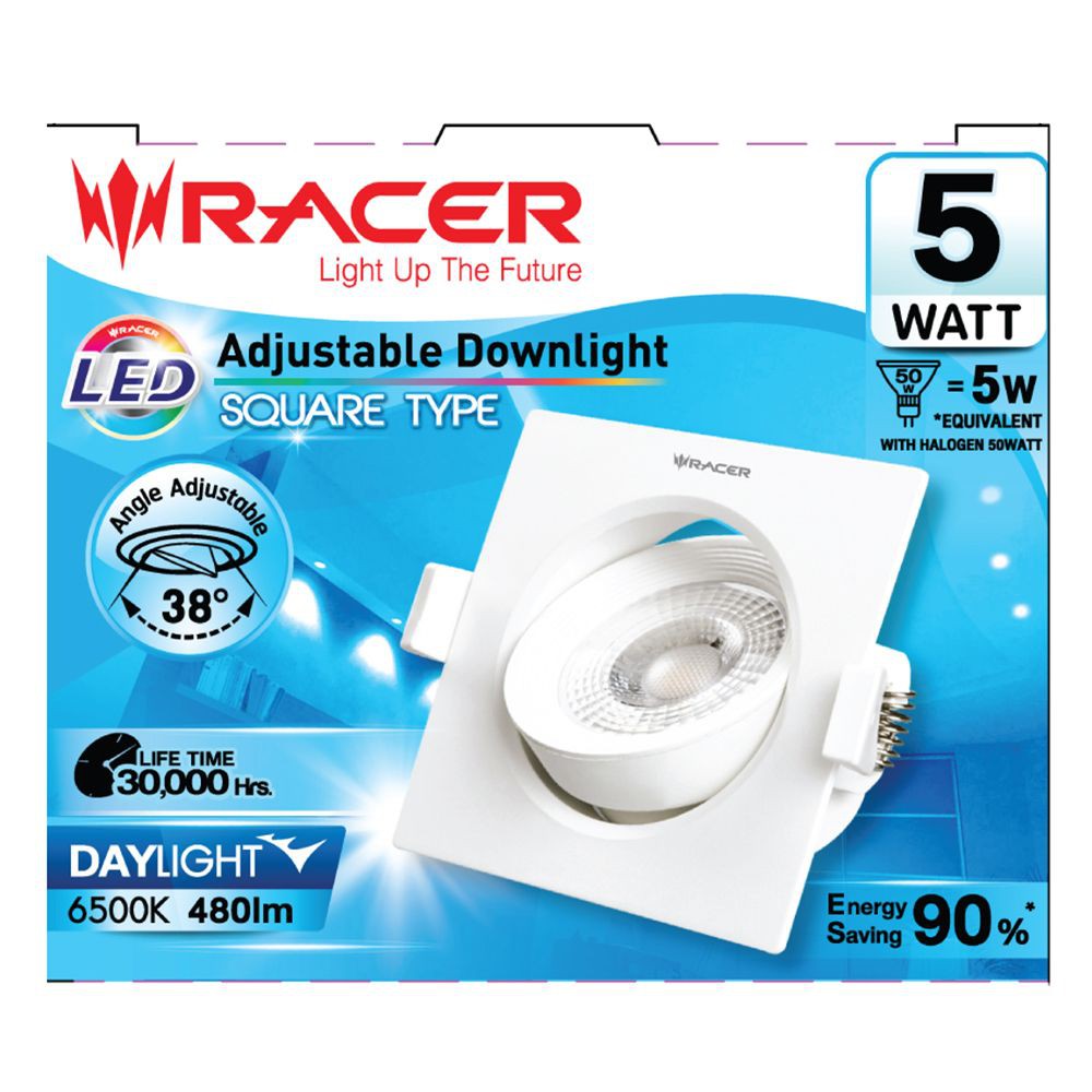 โคมไฟดาวน์ไลท์-ดาวน์ไลท์-led-racer-adjustable-square-5-วัตต์-daylight-รางนีออน-ดาวน์ไลท์-โคมไฟ-หลอดไฟ-downlight-led-adju