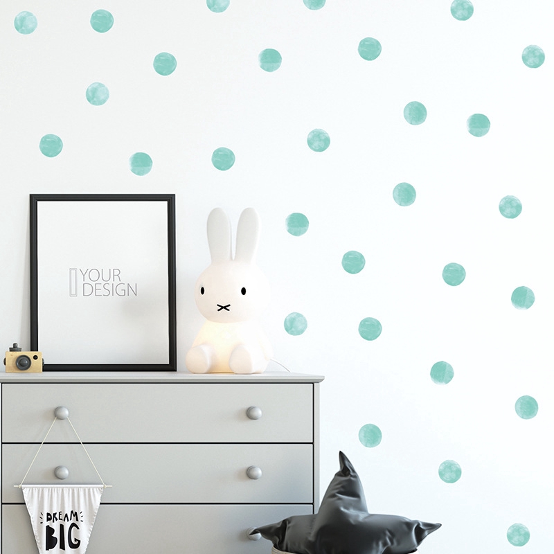 zooyoo-สติกเกอร์ติดผนัง-watercolor-green-wave-point-wall-sticker