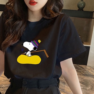 Cx เสื้อยืดคอกลม แขนสั้น พิมพ์ลายการ์ตูนสนูปปี้ พลัสไซซ์ สไตล์เกาหลี วินเทจ สําหรับผู้ชาย ผู้หญิงเสื้อยืด cartoon
