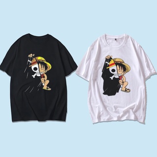 Kaos One Piece Luffy Bendera Hitam Putih Kaos Anime One Piece