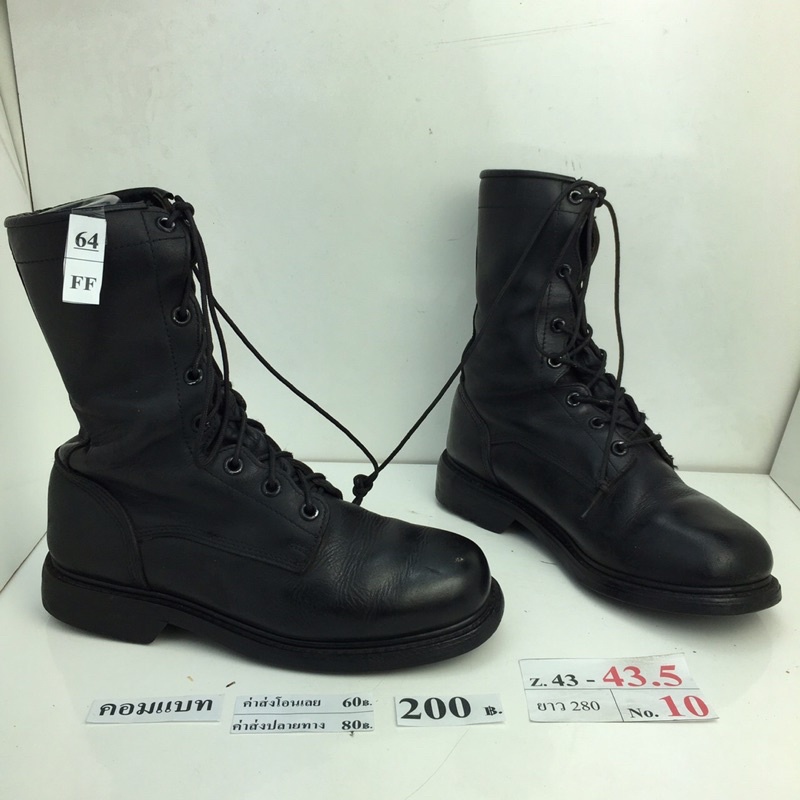 ราคาและรีวิวรองเท้าคอมแบท Combat shoes หนังสีดำ สภาพดี ทรงสวย มือสอง คัดเกรด ของนอก เกาหลี