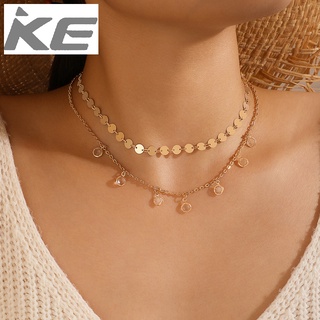 Jewelry Simple temperament set with rhinestones round sequins double-necklace clavicle chain f