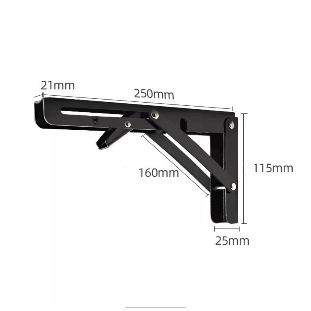 2ชิ้น-สแตนเลสพับสามเหลี่ยมชั้นวางติดผนังพับชั้นวางโต๊ะเขียนหนังสือ-black