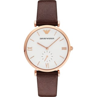 นาฬิกาข้อมือผู้ชาย ARMANI Analog White Dial Brown Leather Men Watch AR9042