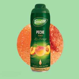 Teisseire PEACH Syrup ไซรัปเข้มข้นเตสแซร์รสพีช น้ำหวานเข้มข้นรสพีช Teisseire syrup ไซรัปพีช จากฝรั่งเศส 600 ml. Peach