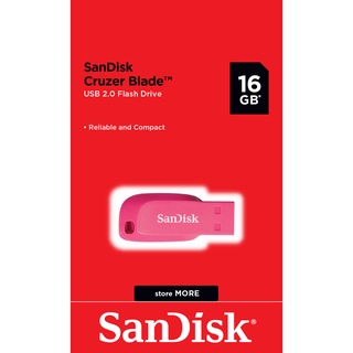 ภาพขนาดย่อของภาพหน้าปกสินค้าSanDisk CRUZER BLADE USB แฟลชไดร์ฟ 16GB Pink, USB2.0 (SDCZ50C-016G-B35PE) จากร้าน sandisk_thailand_officialshop บน Shopee