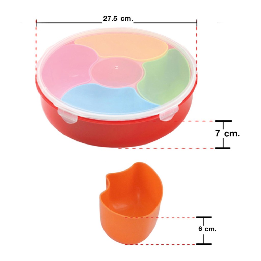 กล่องบรรจุอาหารพลาสติกทรงกลม-มีช่องแยก-5-ช่อง-รุ่น-5242-5242-2-ซื้อ-2-สุดคุ้ม