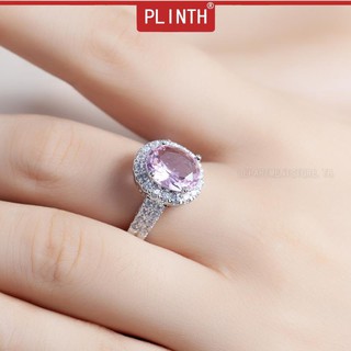 PLINTH แหวนเงินแท้ 925 เพชร สีชมพู สำหรับงานหมั้น 91