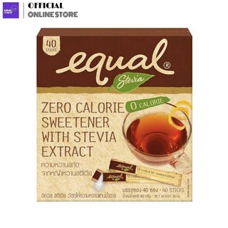ภาพขนาดย่อของสินค้าEqual Stevia อิควล สตีเวีย หญ้าหวาน สารให้ความหวานแทนน้ำตาลจากหญ้าหวาน คีโต โลว์คาร์บ 40ซอง/100ซอง