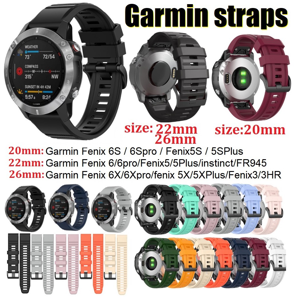 Set 3 Cinturini In Silicone Quick Fit 22 Mm Per Garmin EPIX, Fenix 7/6/5, Instinct 2, Forerunner 935/945/745, Impermeabili E Regolabili