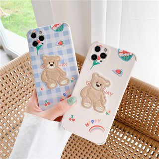 สินค้าพร้อมส่ง ⭐️ เคสโทรศัพท์ เคส เคสมือถือ เคส TPU เคสนิ่ม หมีปักพื้นฟ้า/หมีปักพื้นครีม