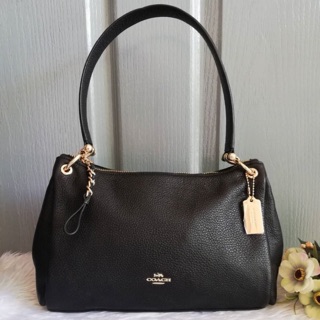 (ผ่อน0%) กระเป๋าสะพายข้าง COACH SMALL MIA SHOULDER BAG (F73196) หนังแท้สีดำ 10นิ้ว