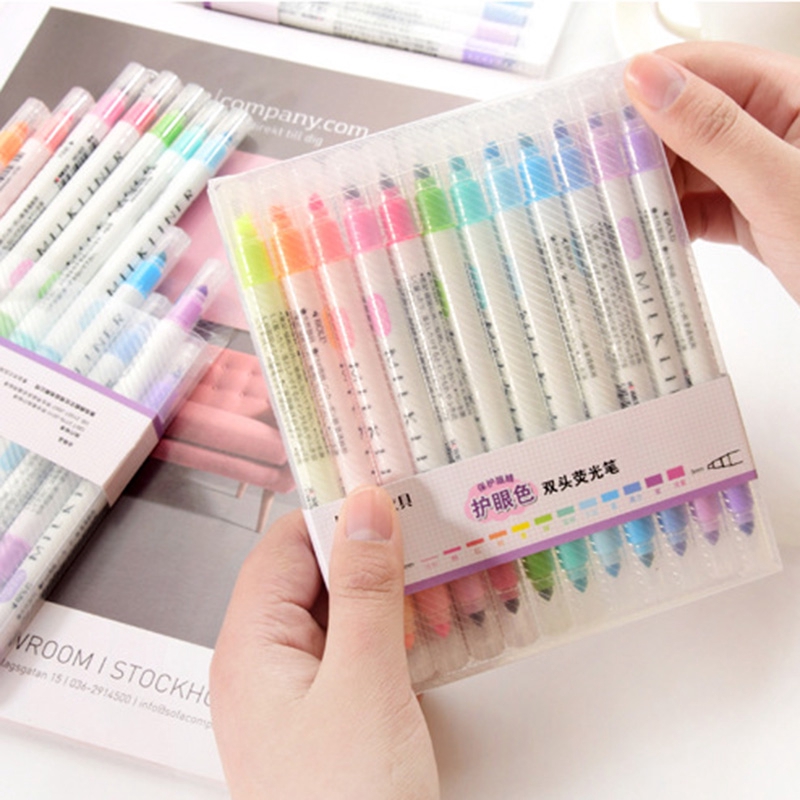 ภาพหน้าปกสินค้า12 Color/Box 1ปากกาไฮไลต์ 2 หัว สำหรับนักเรียน จากร้าน superpen.th บน Shopee