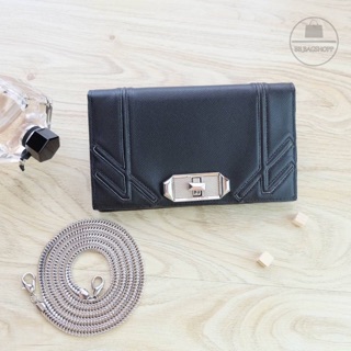 Charles &amp; Keith Turn-Lock Wallet (outlet) สีดำ